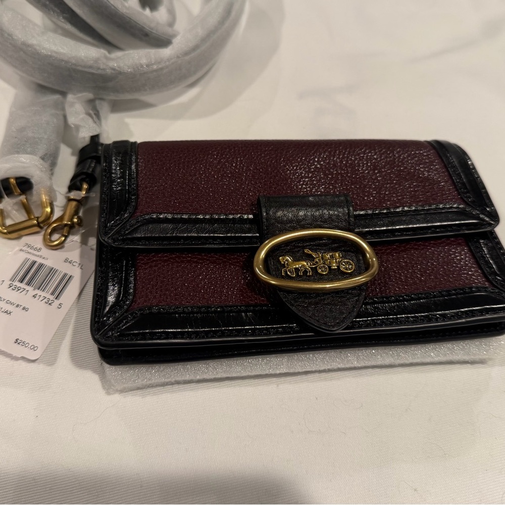 Coach Riley Convertible Belt Crossbody Bag NWT Burgundy with black trim